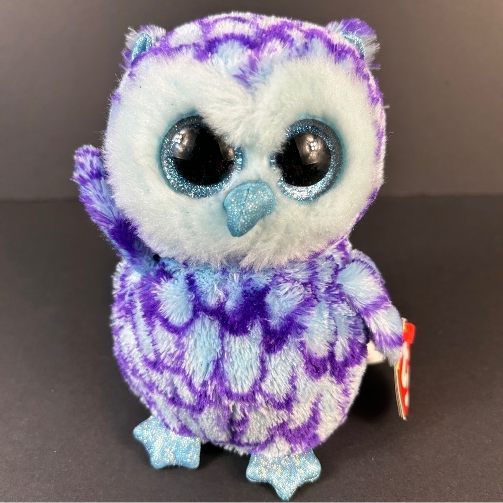 Ty Beanie Boo’s Plush Owl with Purple and Blue Accents